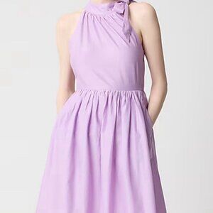 J Crew Factory Tie-neck midi dress with eyelet trim size P00 Petite purple